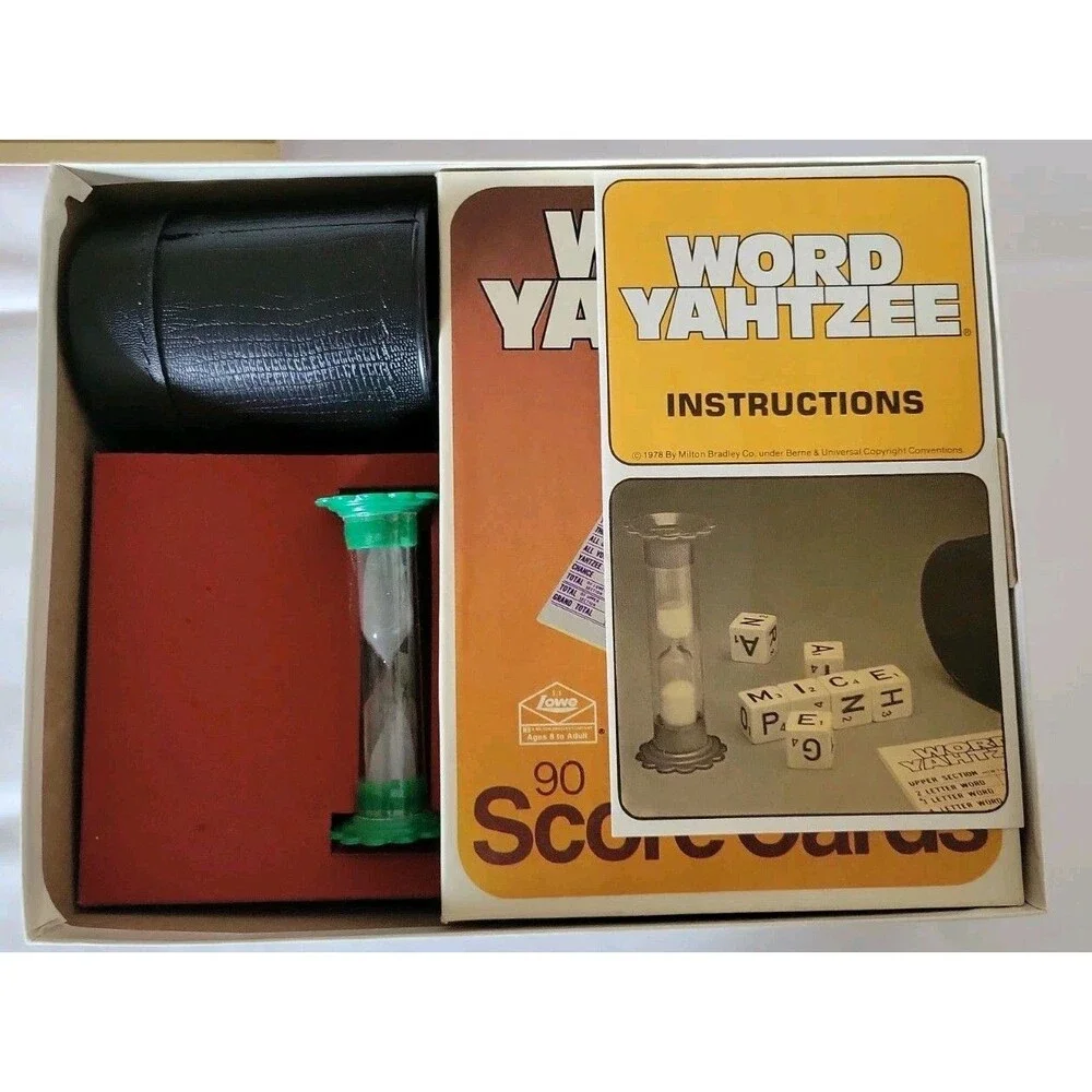 Word Yahtzee Milton Bradley E. S. Lowe Complete Partial Scorepad 1978